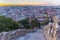 Sunset aerial view of Lisbon from staircase of Sao Jorge castle