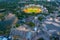 Sunset aerial view of Olympiapark in German town Munchen