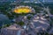 Sunset aerial view of Olympiapark in German town Munchen