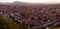 Sunset aerial view of Prizren town, Koso