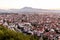 Sunset aerial view of Prizren town, Koso