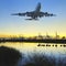 Sunset and airplane