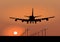 Sunset Airplane Landing Vector