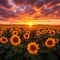 Sunset allure Sunflower field with dramatic sky, a worlds beauty