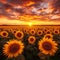 Sunset allure Sunflower field with dramatic sky, a worlds beauty