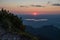 Sunset alpine foothills upper bavaria, view to lake staffelsee