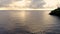 Sunset at Amed bay, Aerial view. Indonesia, Bali. Scenic seascape.