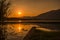 Sunset at annone lake lecco italy alps mountains