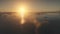Sunset Antarctica aerial drone flight.
