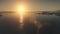 Sunset Antarctica aerial drone flight.