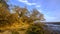 Sunset on the banks of the river Beaulieu at Lepe with the twisted trees and hummocks