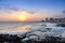 Sunset at Barra Beach with Farol da Barra Barra Lightouse on Background - Salvador, Bahia, Brazil