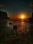 Sunset on batu bengkung beach malang indonesia