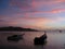 Sunset bay and Boats in the sea, Juan Griego Bay , Margarita island Venezuela