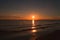 Sunset on the beach of BlÃ¥vand in Denmark. Walking in the evening in great light atmosphere