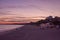 Sunset on the beach in Bournemouth, Dorset, UK.