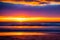 Sunset on the beach with calming waves an colorful skies generated by ai