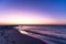 Sunset at the beach. Editing space. blue hour: blue, purple, yellow, orange colors. No people. Jurien bay near Perth, Western