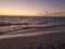 Sunset beach horizon sea sand surf waves