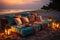 Sunset on the beach. Luxury vacation concept