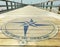 Sunset Beach, NC - USA - 5-16-2023: View of the fishing pier with compass in Sunset Beach , NC