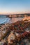 Sunset in beach with rocks in Porto Covo in Alentejo, Portugal