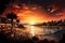 Sunset at the beach in San Diego, California, USA. generative AI Generative AI