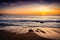 Sunset with beach and sea. Exotic island beach with beautiful sunset. Classic beach sunset with vibrant colors. Dreamland beach,