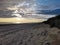 Sunset at beach in southern france in winter