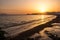 Sunset on the beach of Sperlonga, Italy