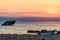 Sunset Beach and the sunken SS Atlantic at sunset in early spring with warm vivid light - Cape May Point NJ