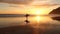 Sunset on a beach of surfers in the pacific ocean