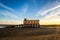 Sunset beach view of the historical life-guard building in Fuseta, Ria Formosa Natural park, Portugal