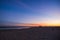 Sunset beach view of the historical life-guard building in Fuseta, Ria Formosa Natural park, Portugal