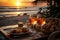 Sunset beachside dinner A romantic setup