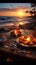 Sunset beachside dinner A romantic setup