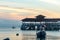 Sunset Beautiful beach view and boats in Perhentian Besar, Perhentian Island, Terengganu, Malaysia.