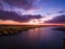 Sunset with beautiful colors and lake reflections