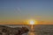 sunset beautiful panoramic view, beach, comet point Oaxaca Mexico