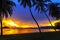 Sunset beautiful with shadow coconut on beach