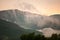 Sunset behind the green mountains of Vermont, USA