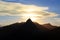 Sunset behind Mountain Corcovado Christ the Redeemer, Rio de Jan