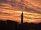 sunset bell tower landscape Shiny sky