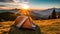 Sunset Bliss: Unwind in a Tourist Tent Camping Experience in the Mountains