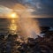 Sunset and blowhole