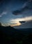 Sunset with the blue and reddish sky, in the foothills of the Andes mountain range.