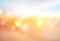 Sunset blurred background, sunshine holiday vocations background.Orange blue glowing texture