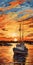 Sunset Boat Painting In The Style Of Bernard Buffet