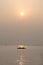 Sunset and boat silhouette, West Lake, Hangzhou