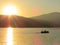 Sunset boating on the lake